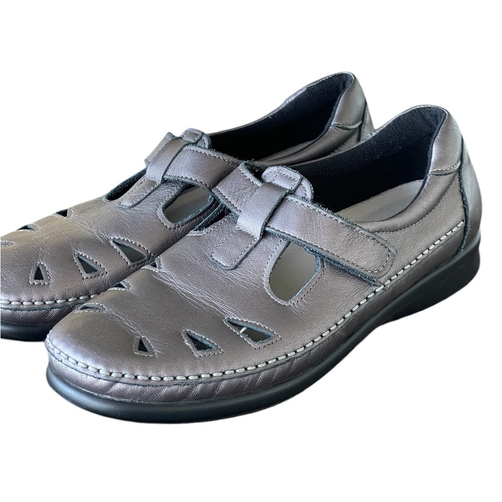SAS Pewter Metallic Roamer Santolina Comfort Mary Jane Shoes Sz 10 N Hook n Loop